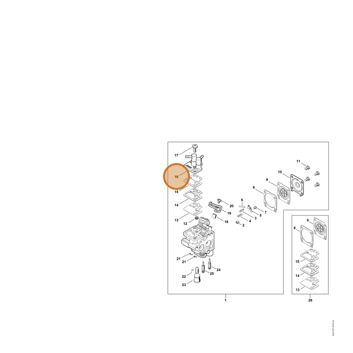 STIHL part 4242-120-0800 — IPL diagram snippet (6x zoom, amber highlight)