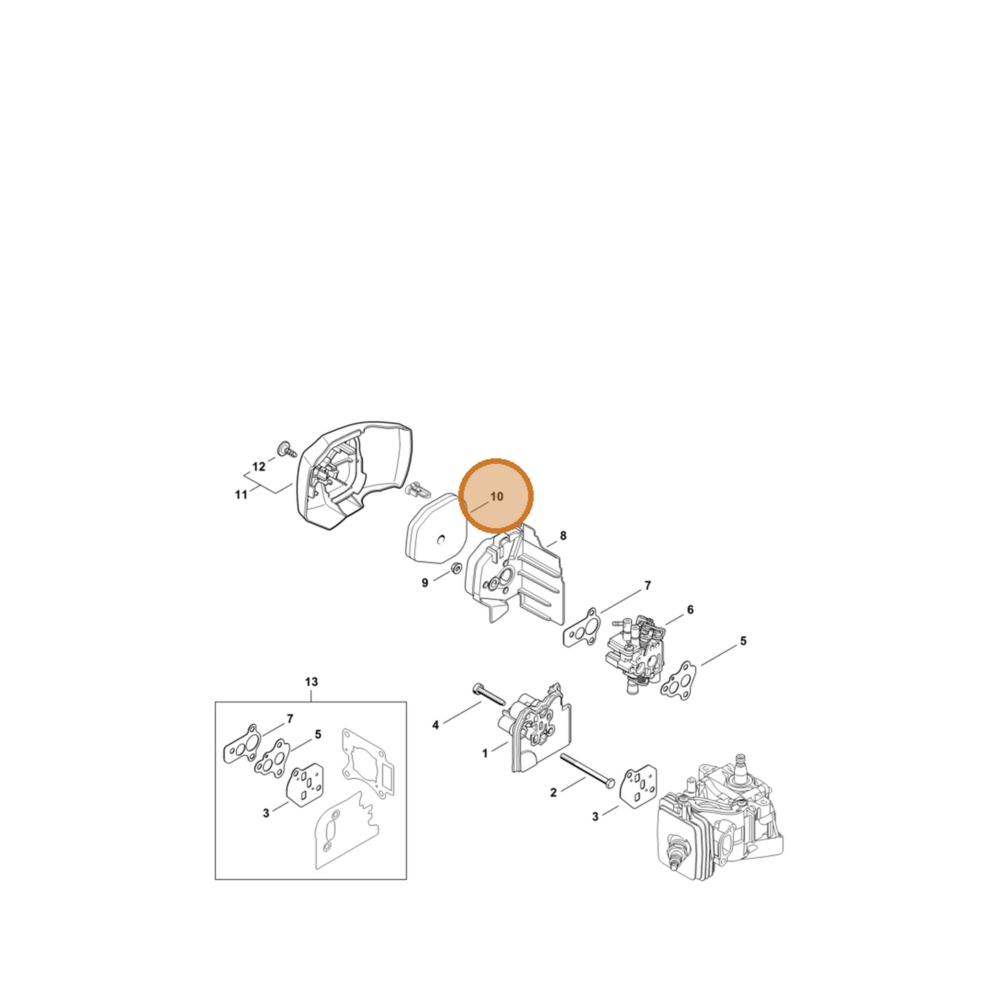 STIHL part 4242-120-1800 — IPL diagram snippet (6x zoom, amber highlight)
