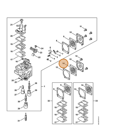 STIHL part 4242-121-4700 — IPL diagram snippet (6x zoom, amber highlight)