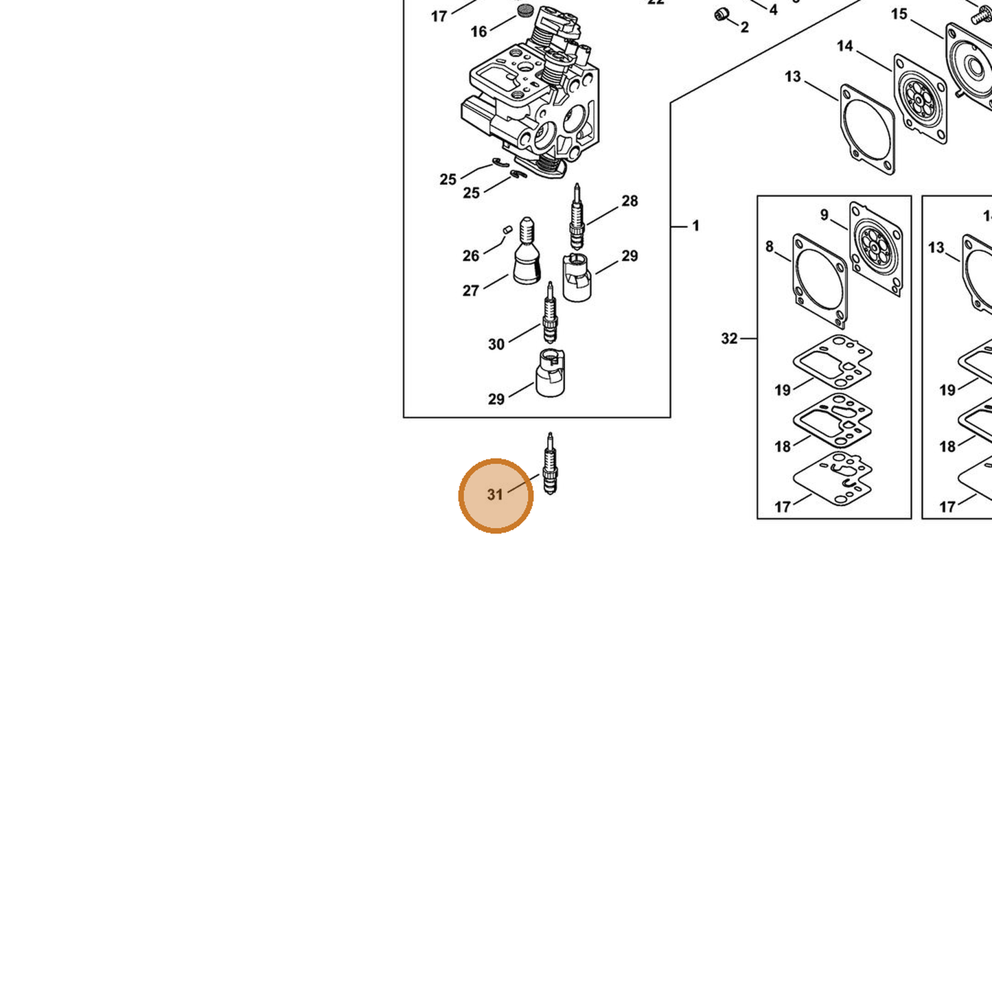 STIHL part 4242-122-6700 — IPL diagram snippet (6x zoom, amber highlight)