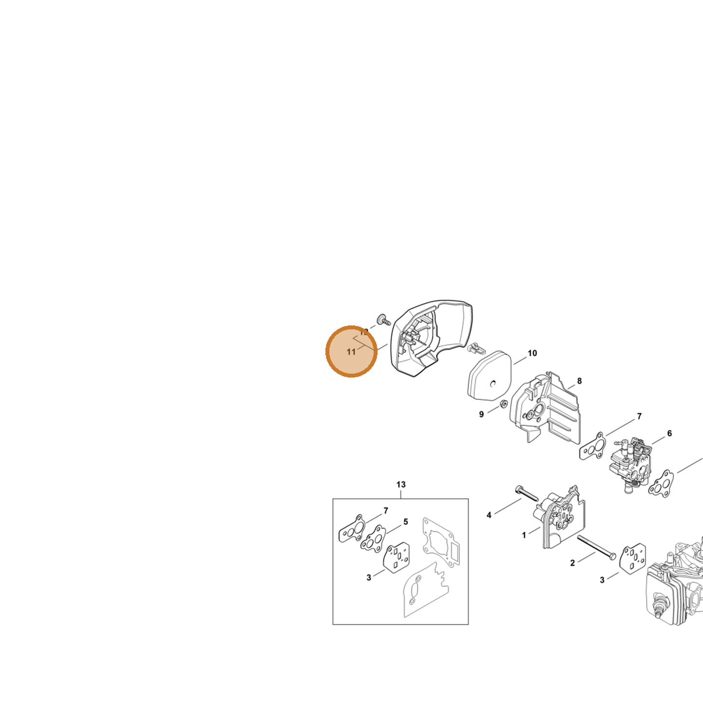 STIHL part 4242-140-1003 — IPL diagram snippet (6x zoom, amber highlight)