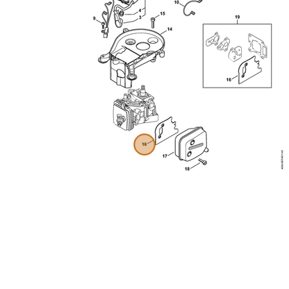 STIHL part 4242-149-0600 — IPL diagram snippet (6x zoom, amber highlight)