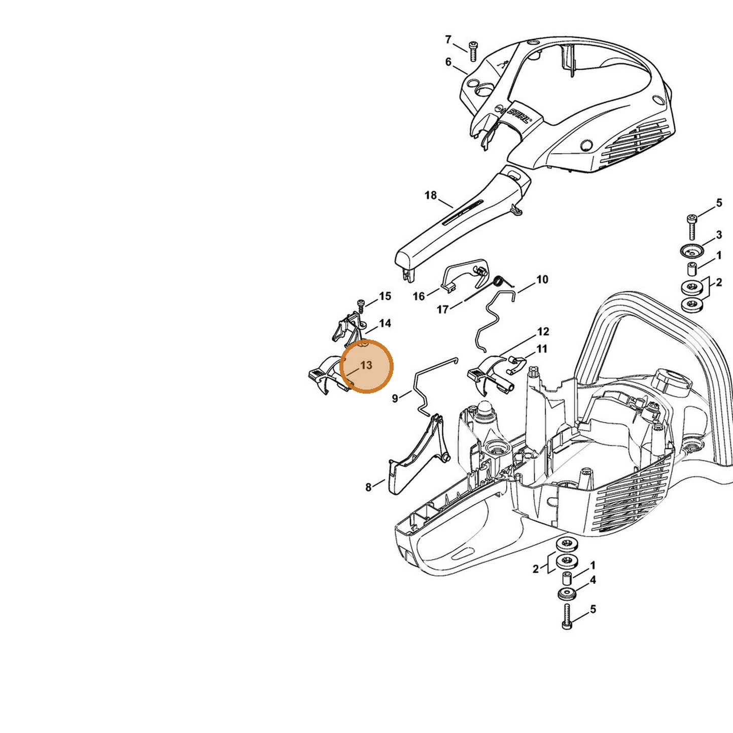 STIHL part 4242-182-0900 — IPL diagram snippet (6x zoom, amber highlight)