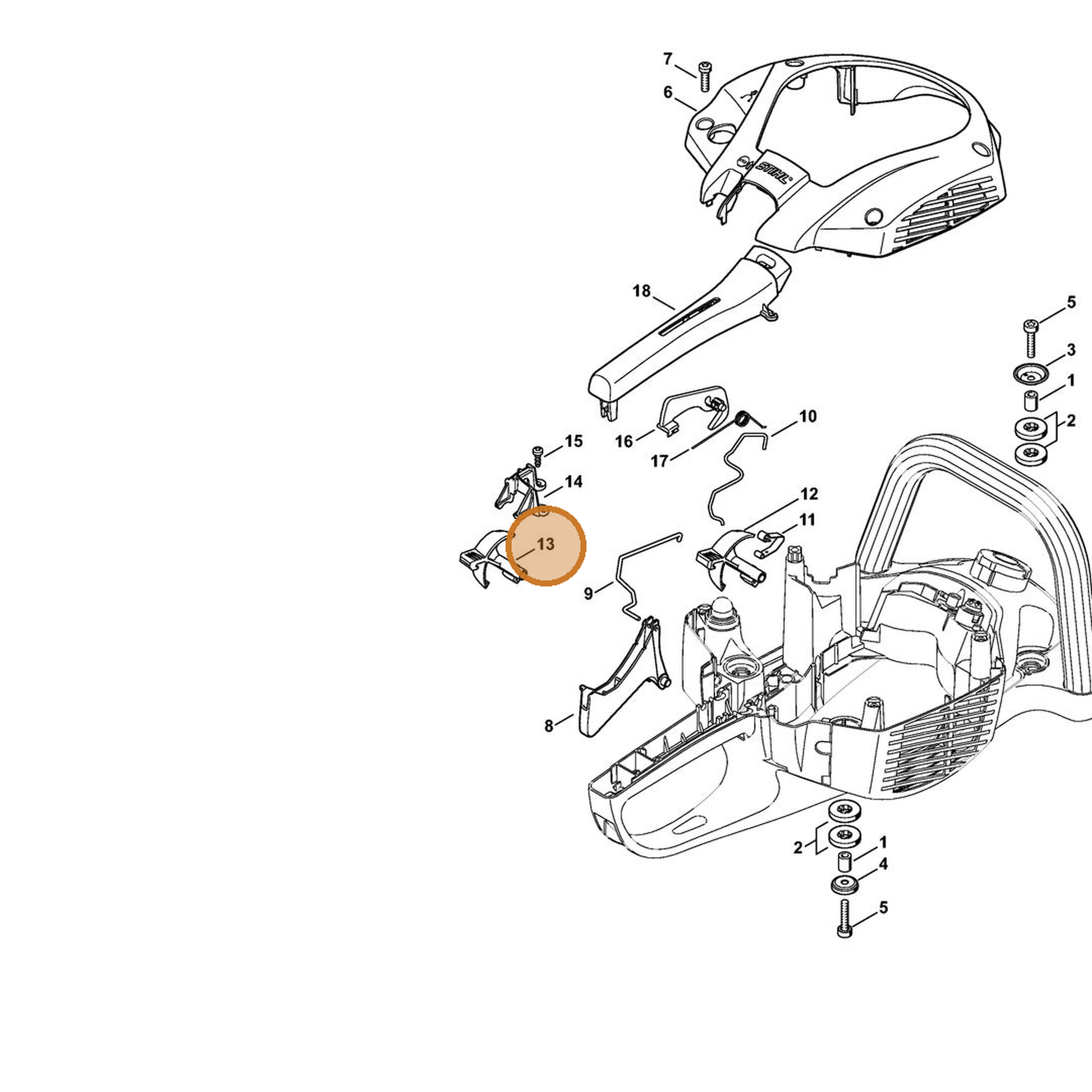 STIHL part 4242-182-0900 — IPL diagram snippet (6x zoom, amber highlight)
