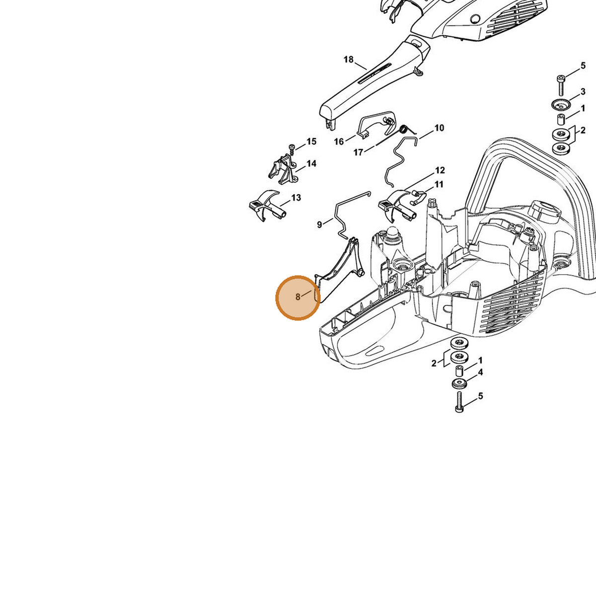 STIHL part 4242-182-1000 — IPL diagram snippet (6x zoom, amber highlight)