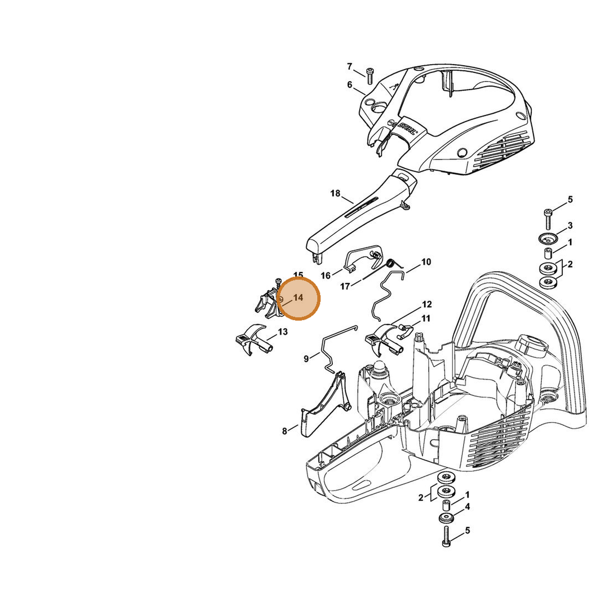 STIHL part 4242-182-2100 — IPL diagram snippet (6x zoom, amber highlight)