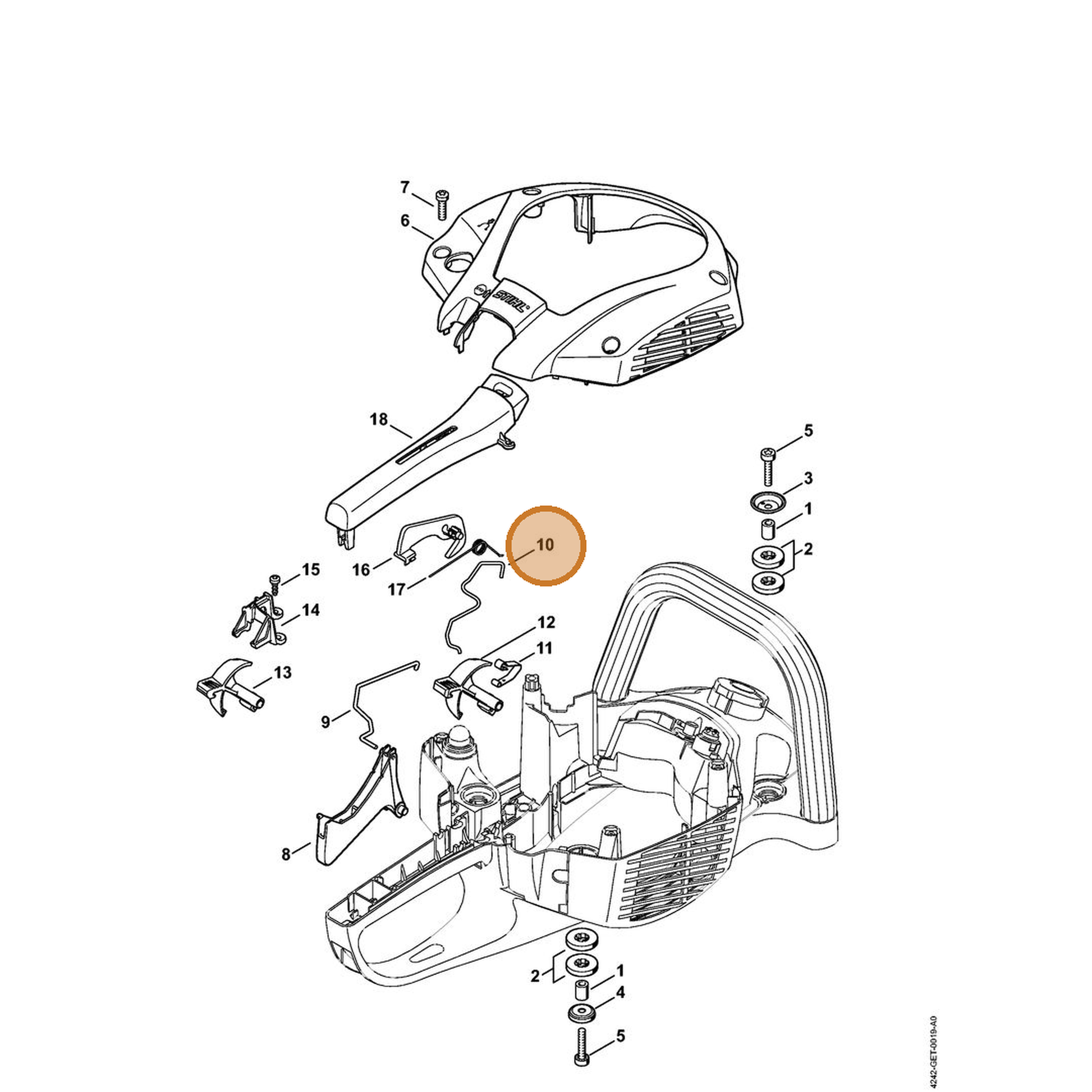 STIHL part 4242-185-1900 — IPL diagram snippet (6x zoom, amber highlight)
