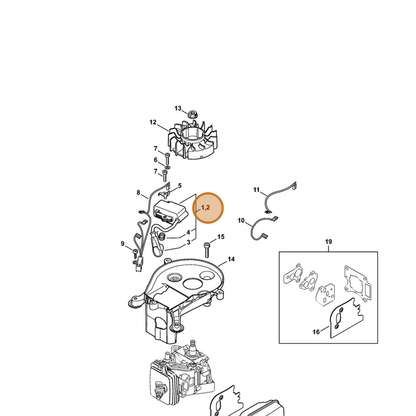 STIHL part 4242-400-1301 — IPL diagram snippet (6x zoom, amber highlight)