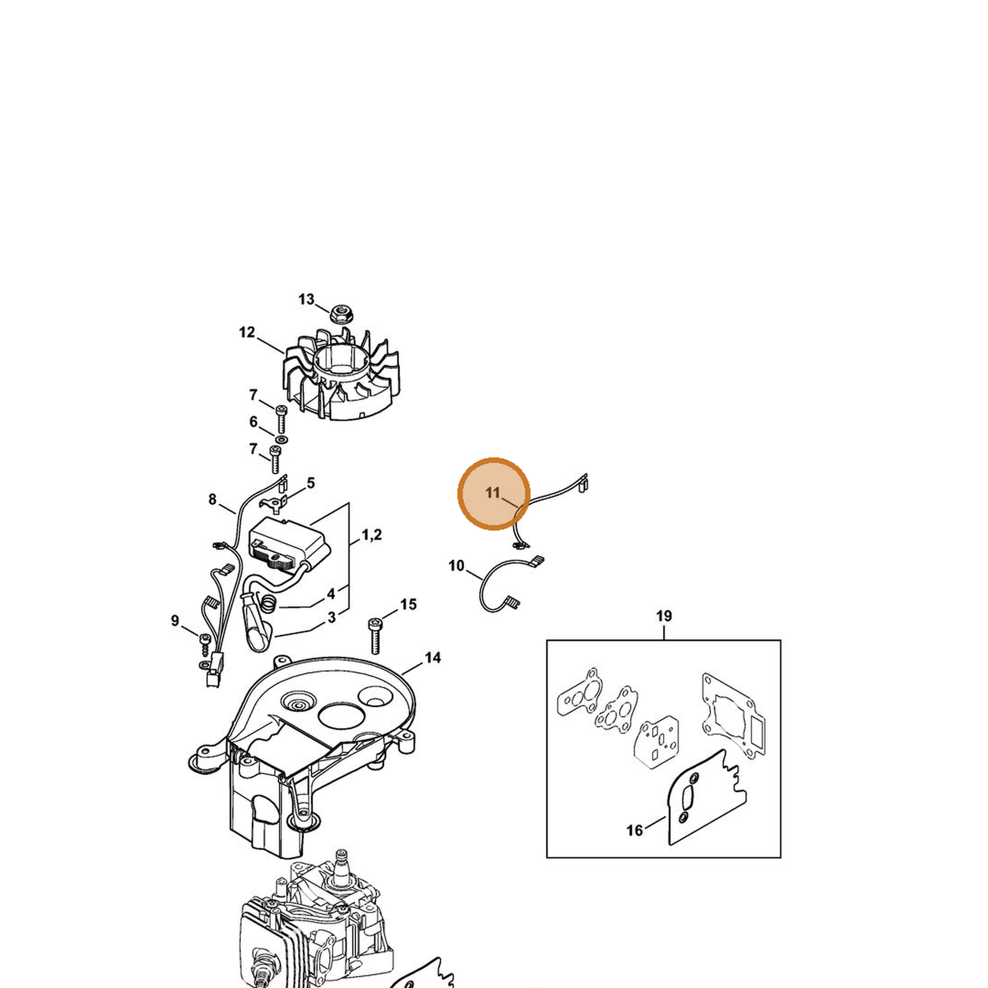 STIHL part 4242-440-1901 — IPL diagram snippet (6x zoom, amber highlight)