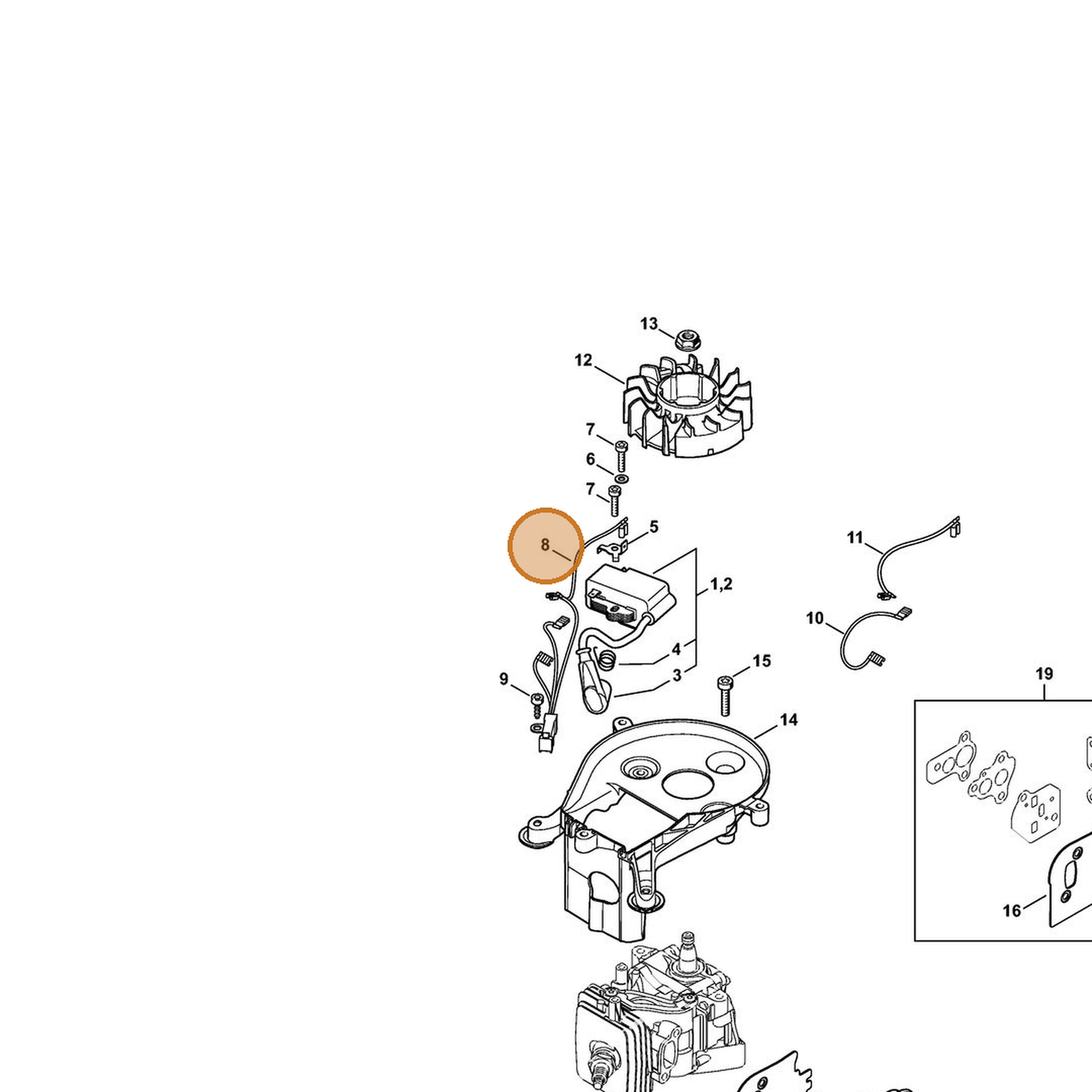 STIHL part 4242-440-1906 — IPL diagram snippet (6x zoom, amber highlight)