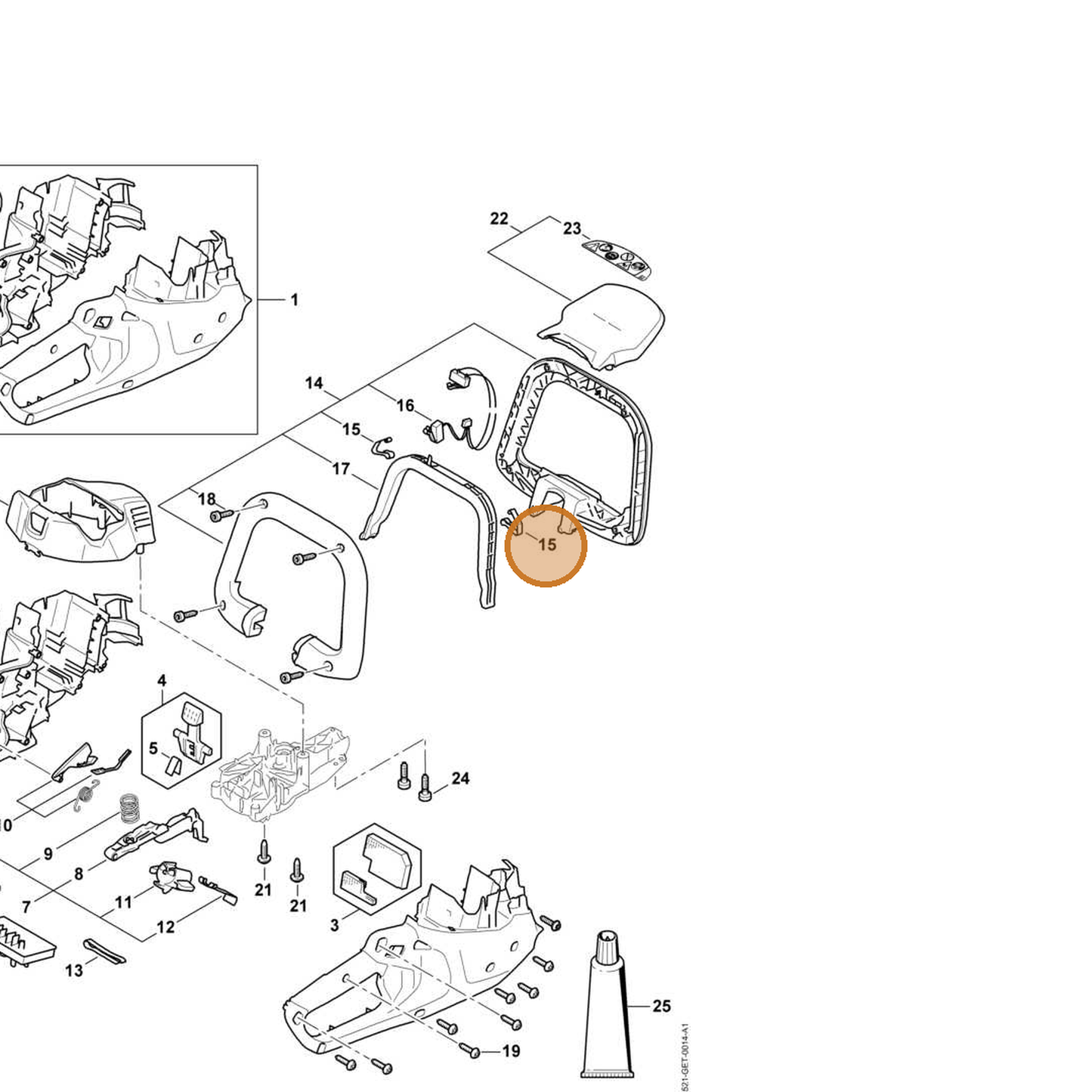 STIHL part 4242-442-1600 — IPL diagram snippet (6x zoom, amber highlight)