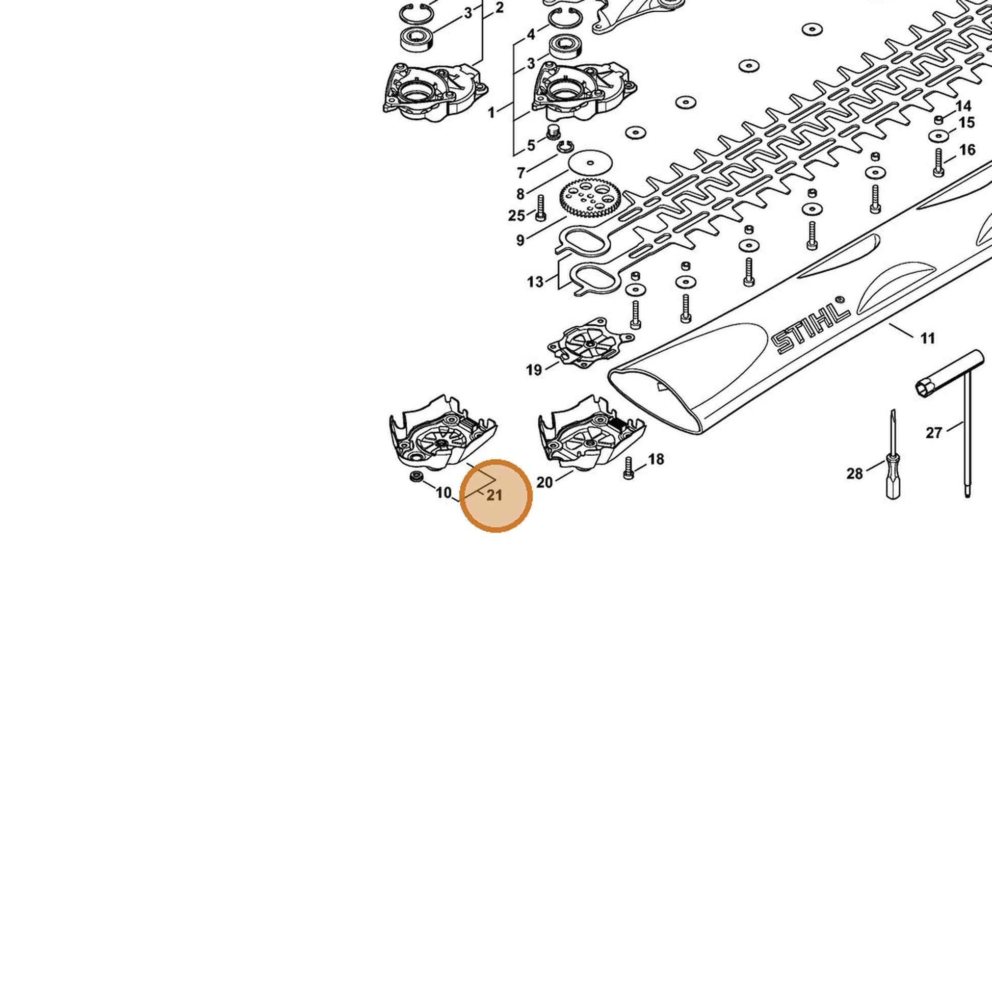 STIHL part 4242-640-5803 — IPL diagram snippet (6x zoom, amber highlight)