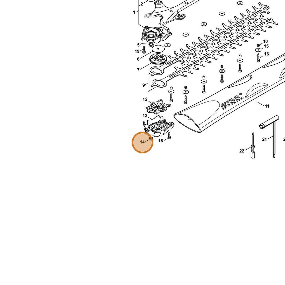 STIHL part 4242-641-7300 — IPL diagram snippet (6x zoom, amber highlight)