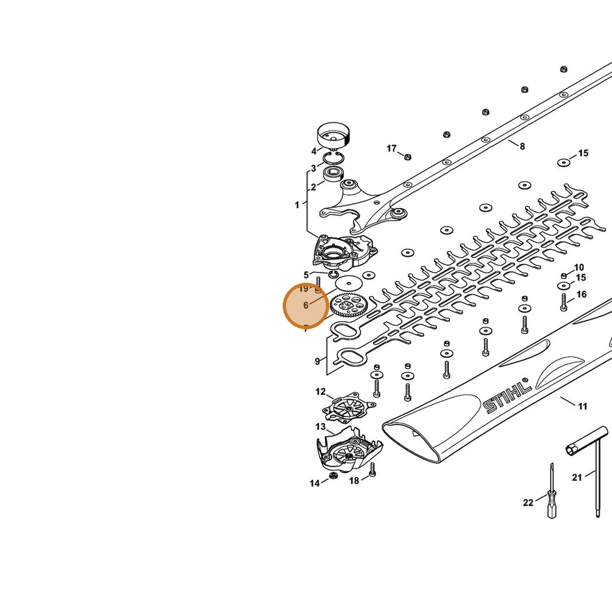 STIHL part 4242-642-8702 — IPL diagram snippet (6x zoom, amber highlight)