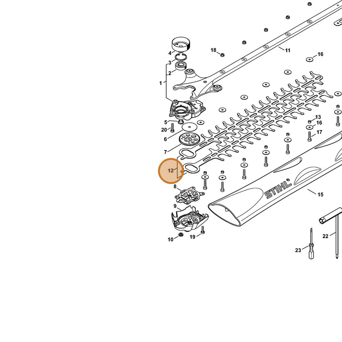 STIHL part 4242-710-6001 — IPL diagram snippet (6x zoom, amber highlight)