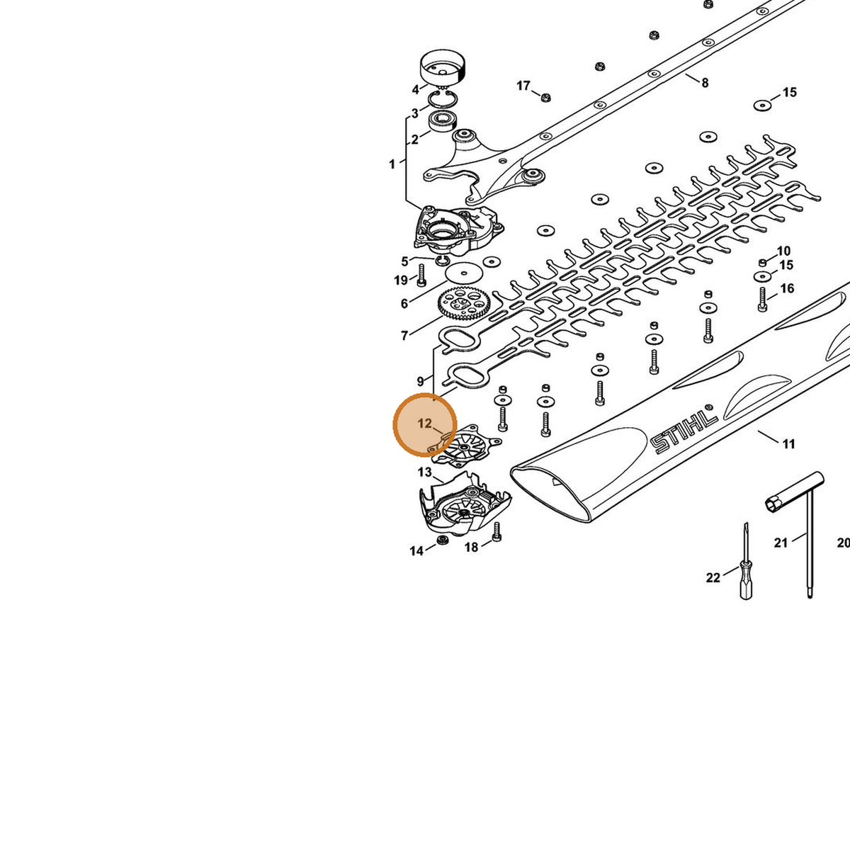 STIHL part 4242-716-7400 — IPL diagram snippet (6x zoom, amber highlight)