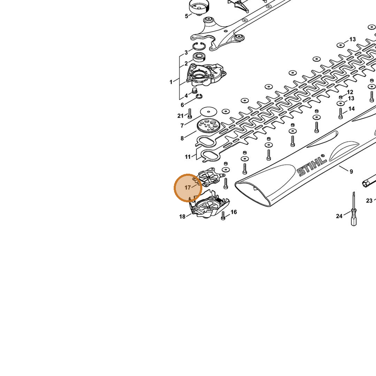 STIHL part 4242-716-7402 — IPL diagram snippet (6x zoom, amber highlight)