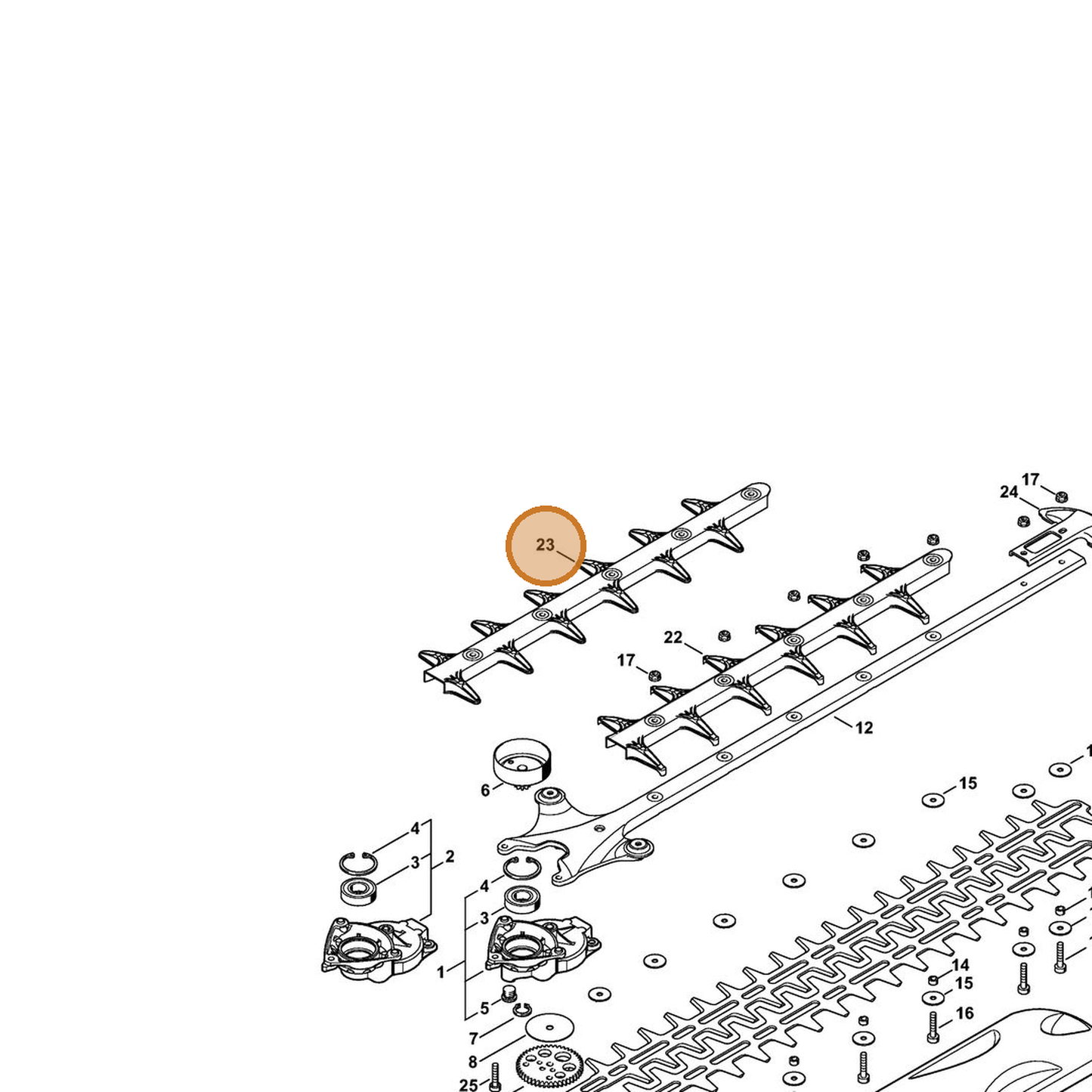 STIHL part 4242-740-9500 — IPL diagram snippet (6x zoom, amber highlight)