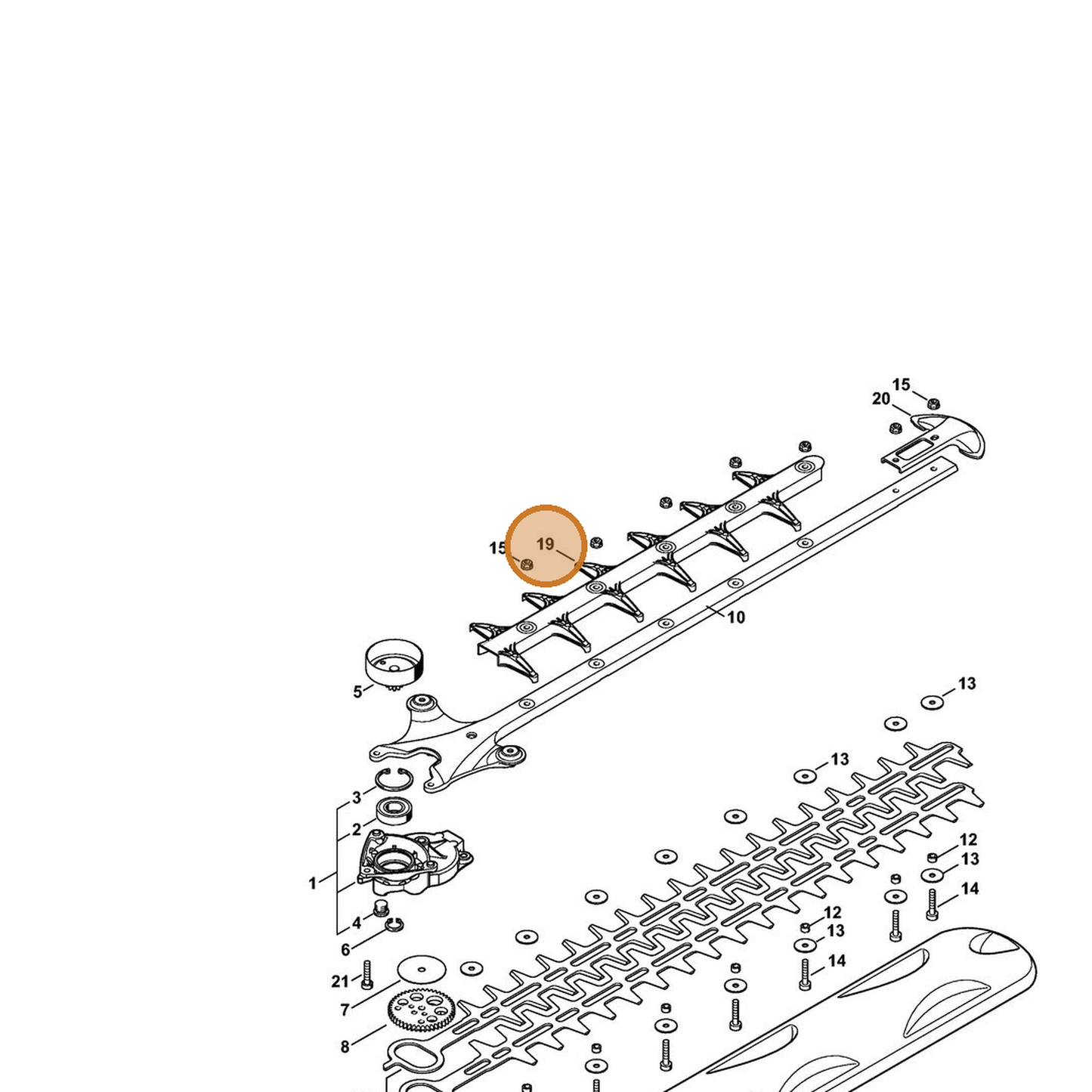 STIHL part 4242-740-9501 — IPL diagram snippet (6x zoom, amber highlight)