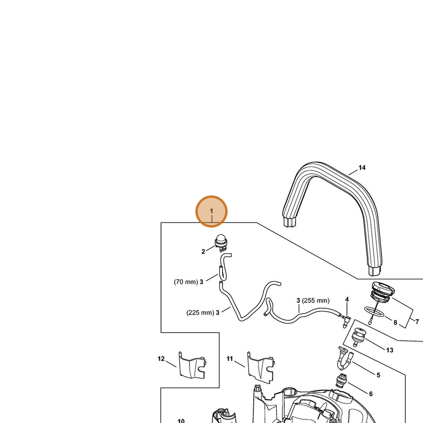 STIHL part 4242-790-1007 — IPL diagram snippet (6x zoom, amber highlight)
