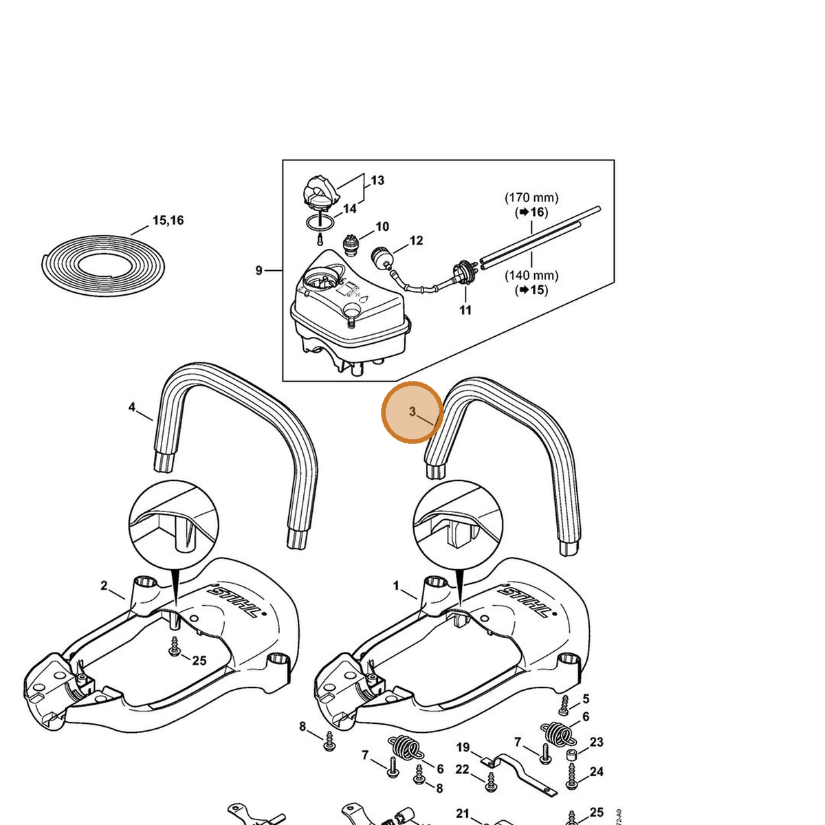 STIHL part 4242-791-1700 — IPL diagram snippet (6x zoom, amber highlight)