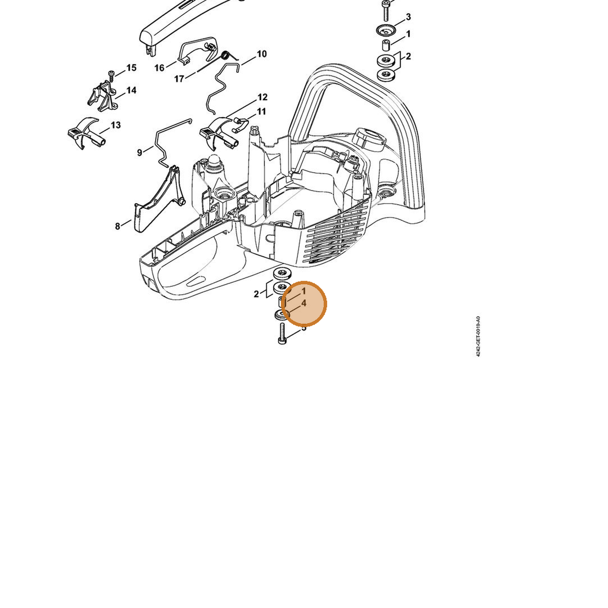 STIHL part 4242-792-6901 — IPL diagram snippet (6x zoom, amber highlight)