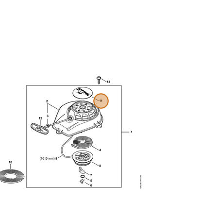 STIHL part 4242-967-1503 — IPL diagram snippet (6x zoom, amber highlight)