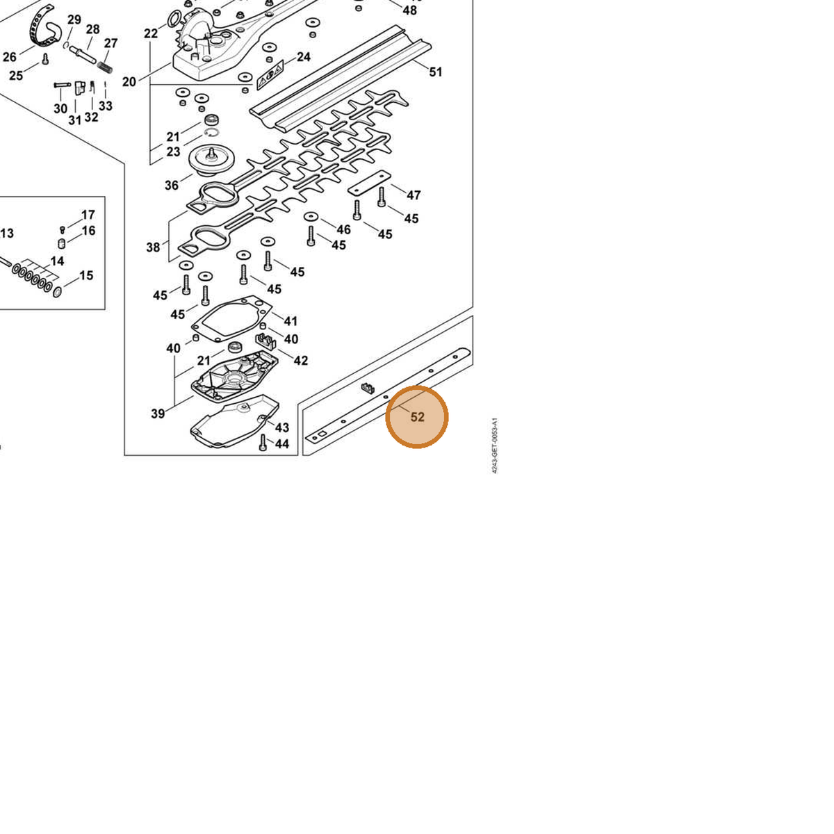 STIHL part 4243-007-1005 — IPL diagram snippet (6x zoom, amber highlight)