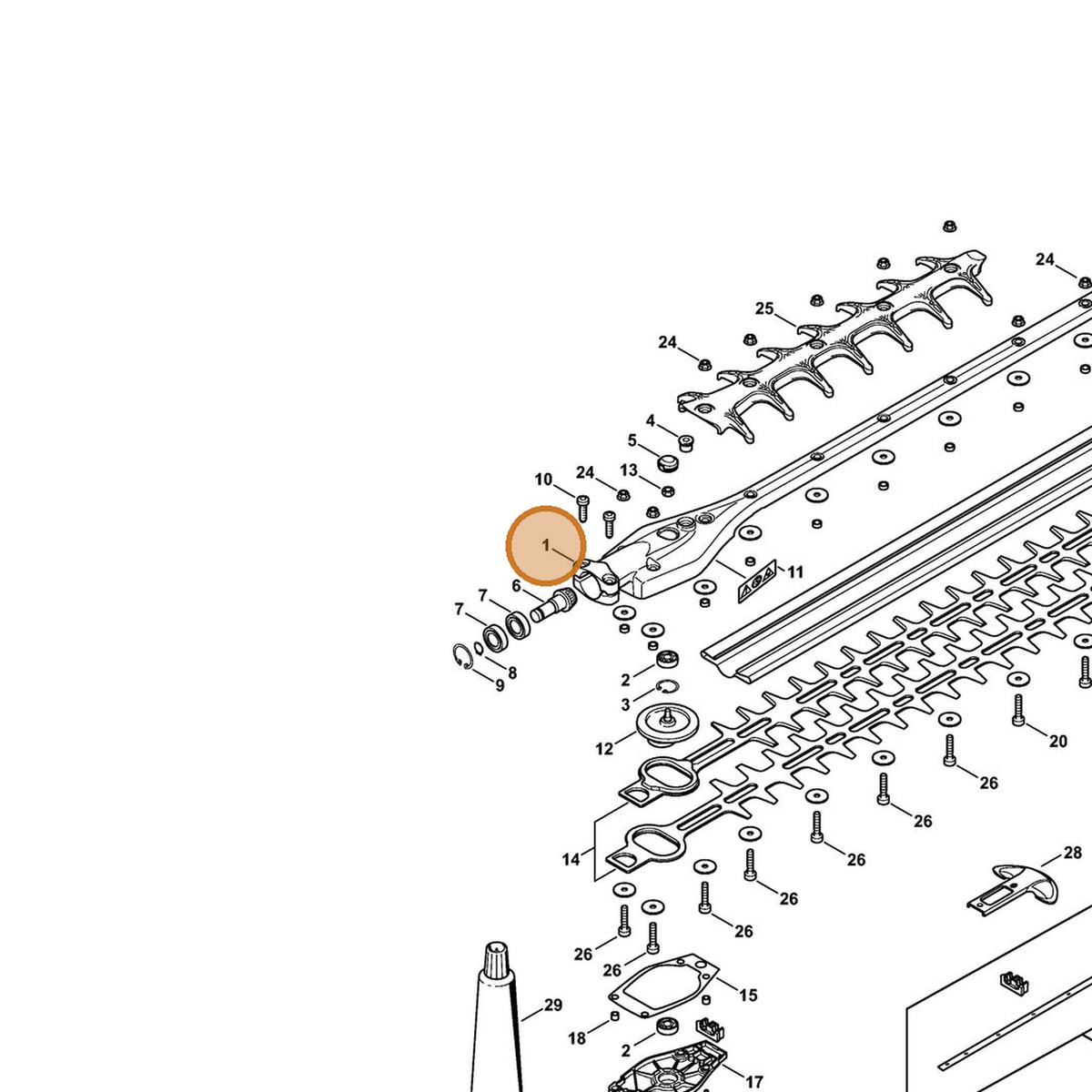 STIHL part 4243-640-0511 — IPL diagram snippet (6x zoom, amber highlight)