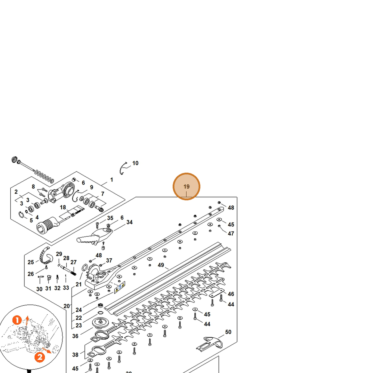 STIHL part 4243-640-0536 — IPL diagram snippet (6x zoom, amber highlight)