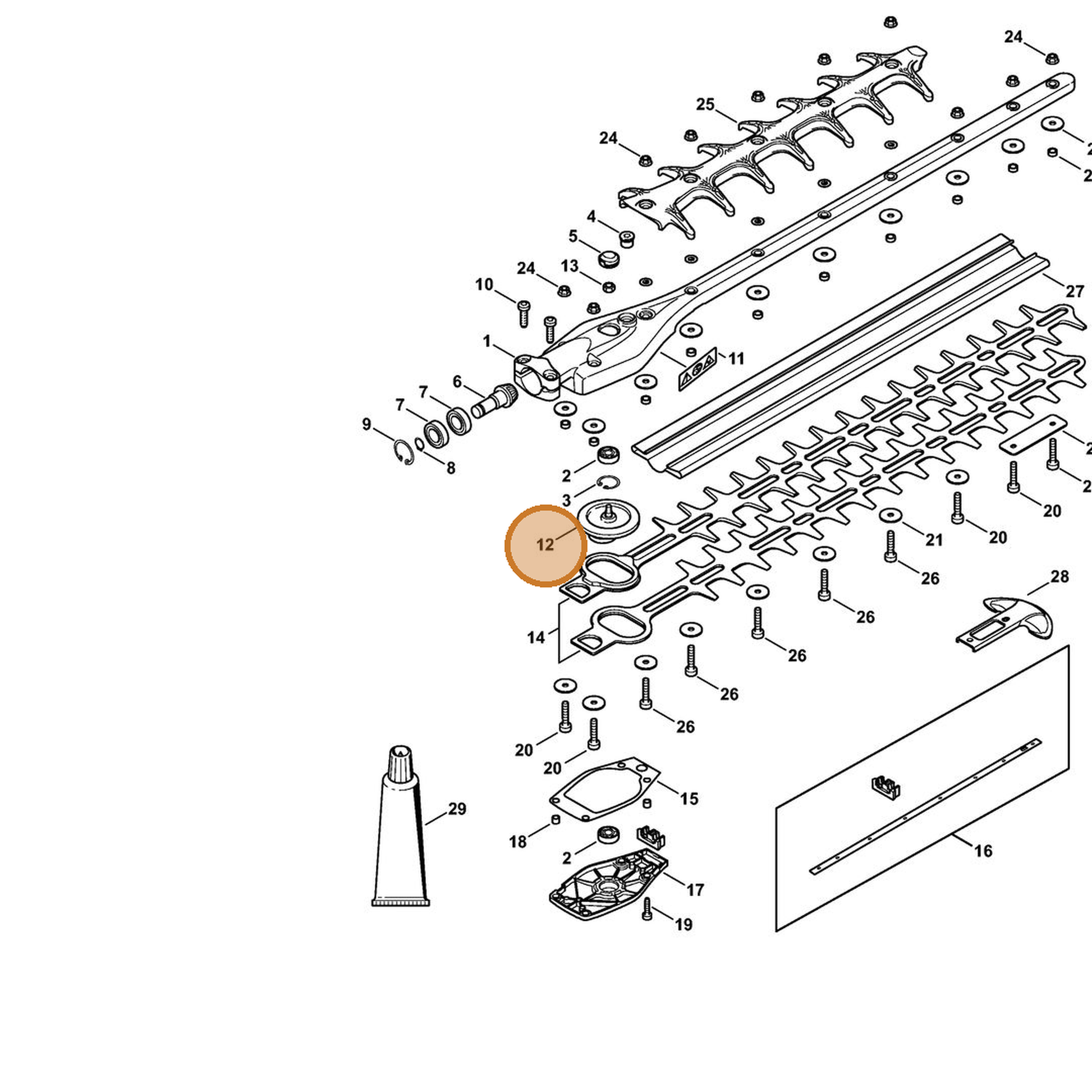 STIHL part 4243-640-1600 — IPL diagram snippet (6x zoom, amber highlight)