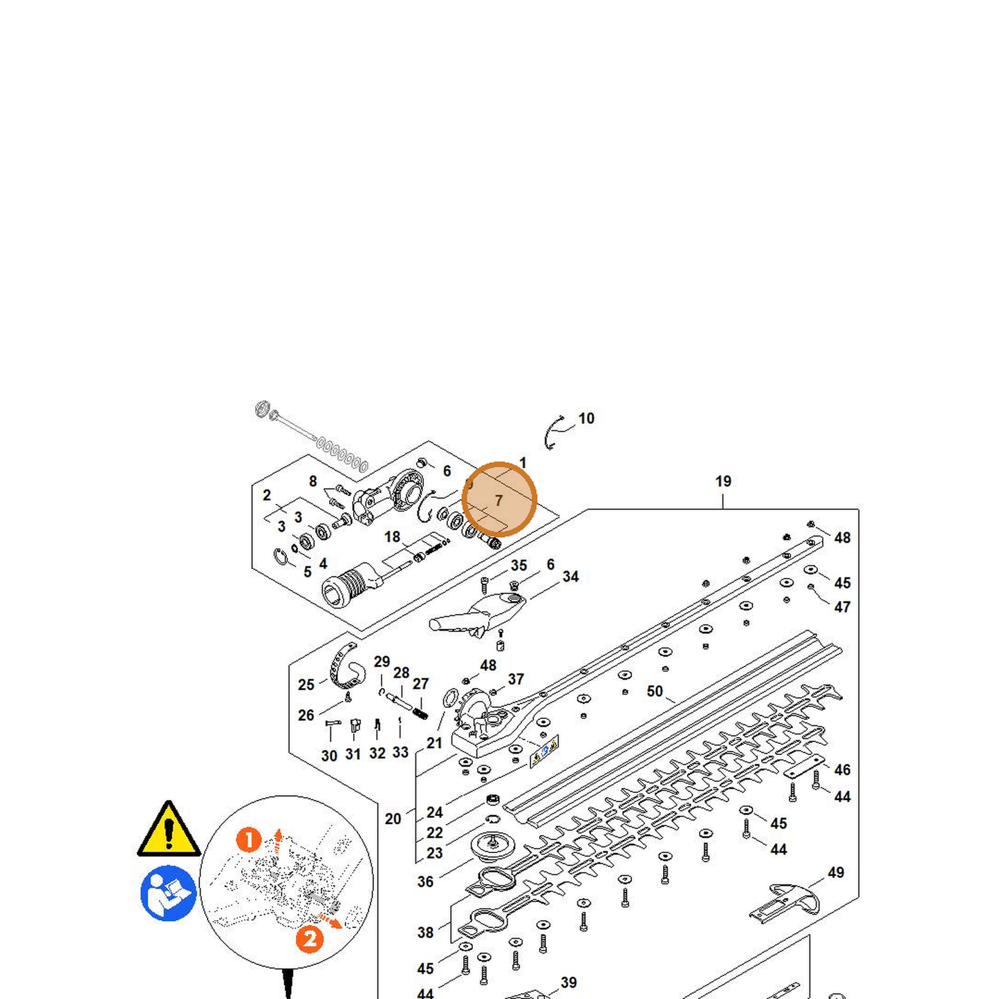 STIHL part 4243-640-2503 — IPL diagram snippet (6x zoom, amber highlight)