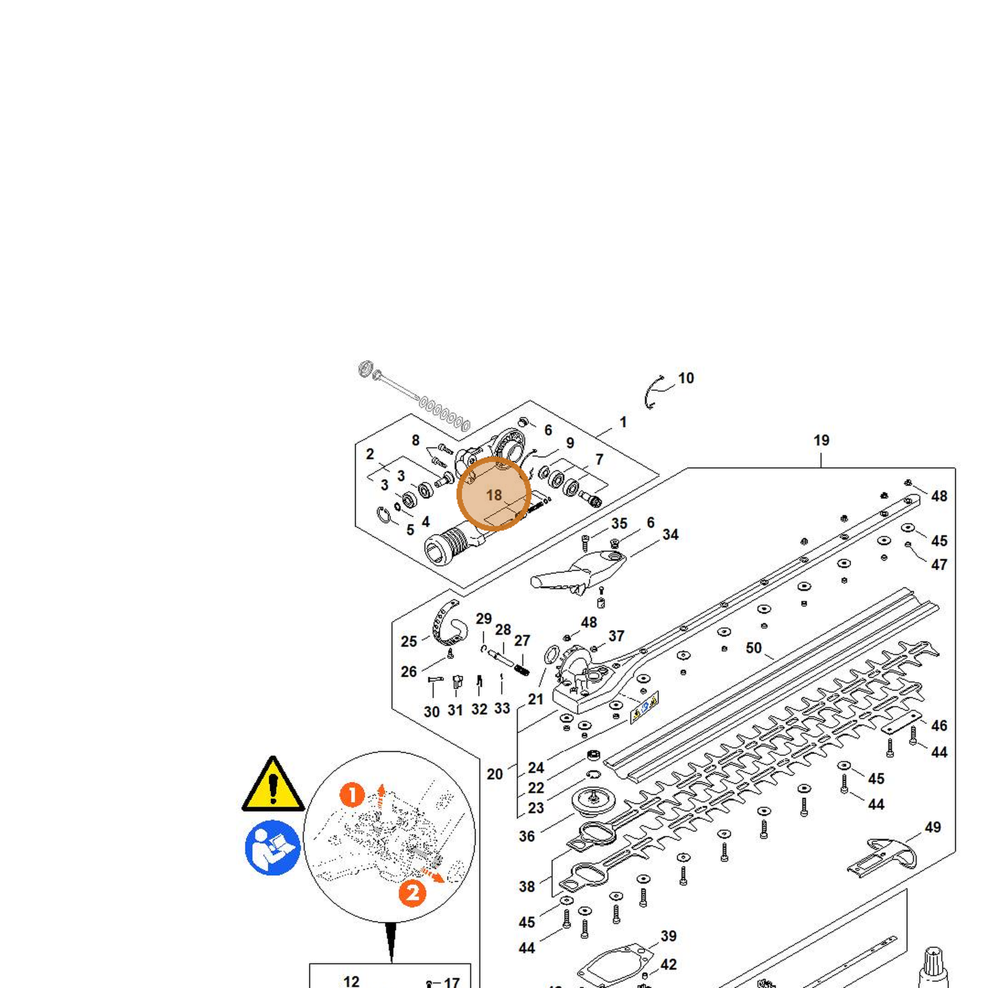 STIHL part 4243-640-4506 — IPL diagram snippet (6x zoom, amber highlight)