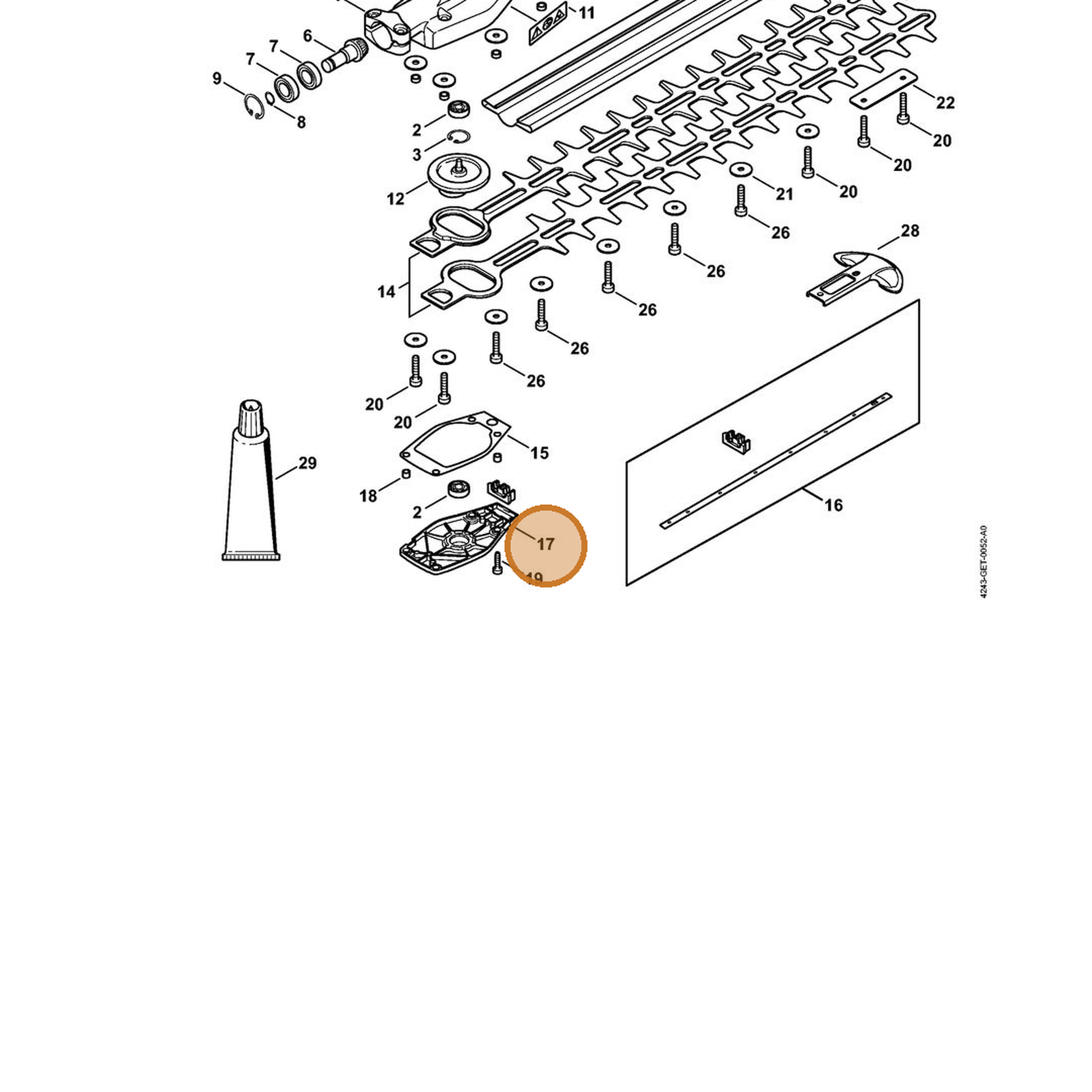 STIHL part 4243-640-5800 — IPL diagram snippet (6x zoom, amber highlight)