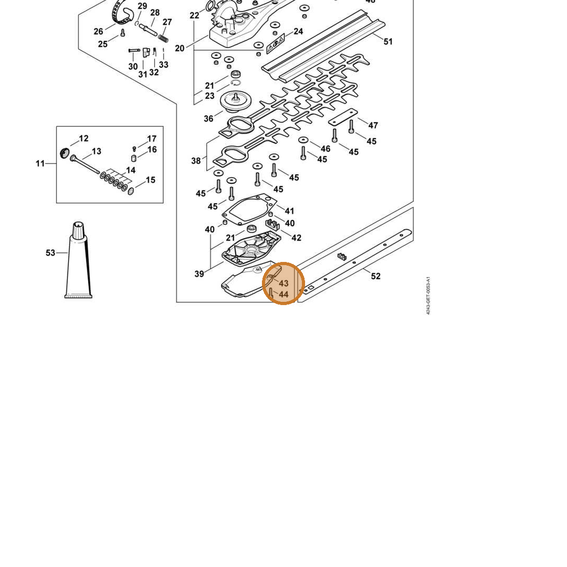 STIHL part 4243-641-6600 — IPL diagram snippet (6x zoom, amber highlight)