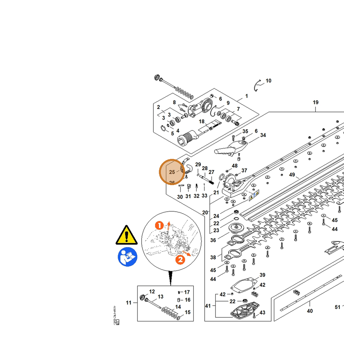 STIHL part 4243-642-4601 — IPL diagram snippet (6x zoom, amber highlight)