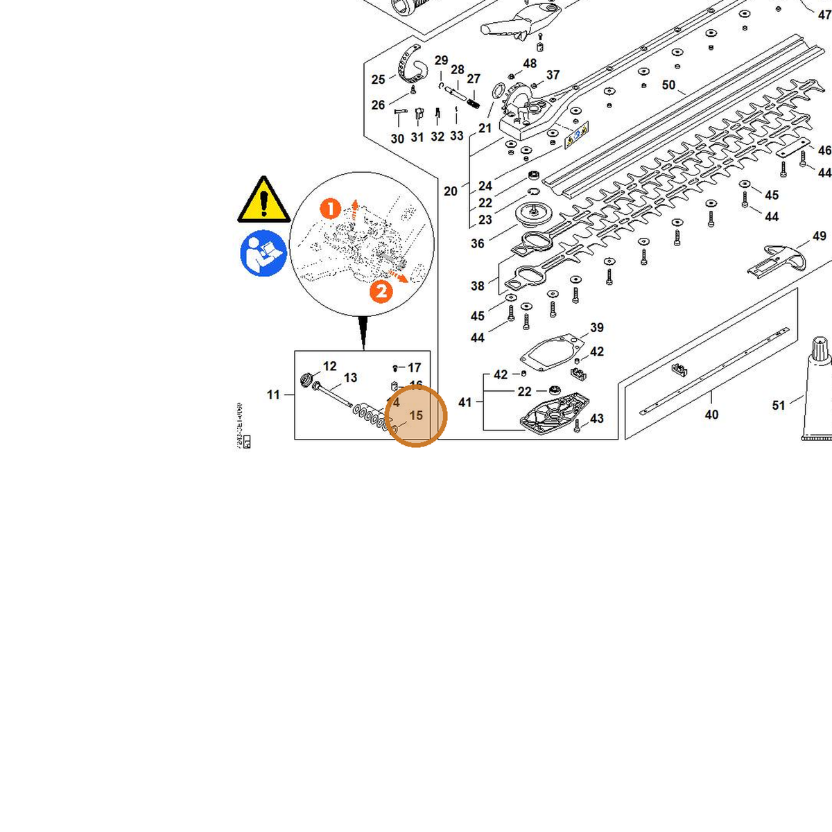 STIHL part 4243-642-7801 — IPL diagram snippet (6x zoom, amber highlight)
