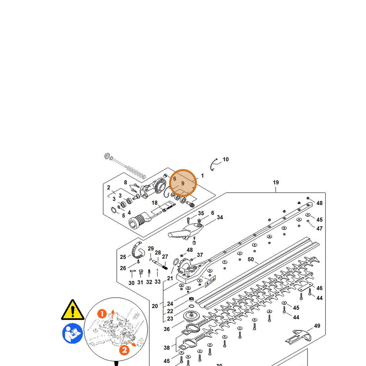 STIHL part 4243-642-8201 — IPL diagram snippet (6x zoom, amber highlight)