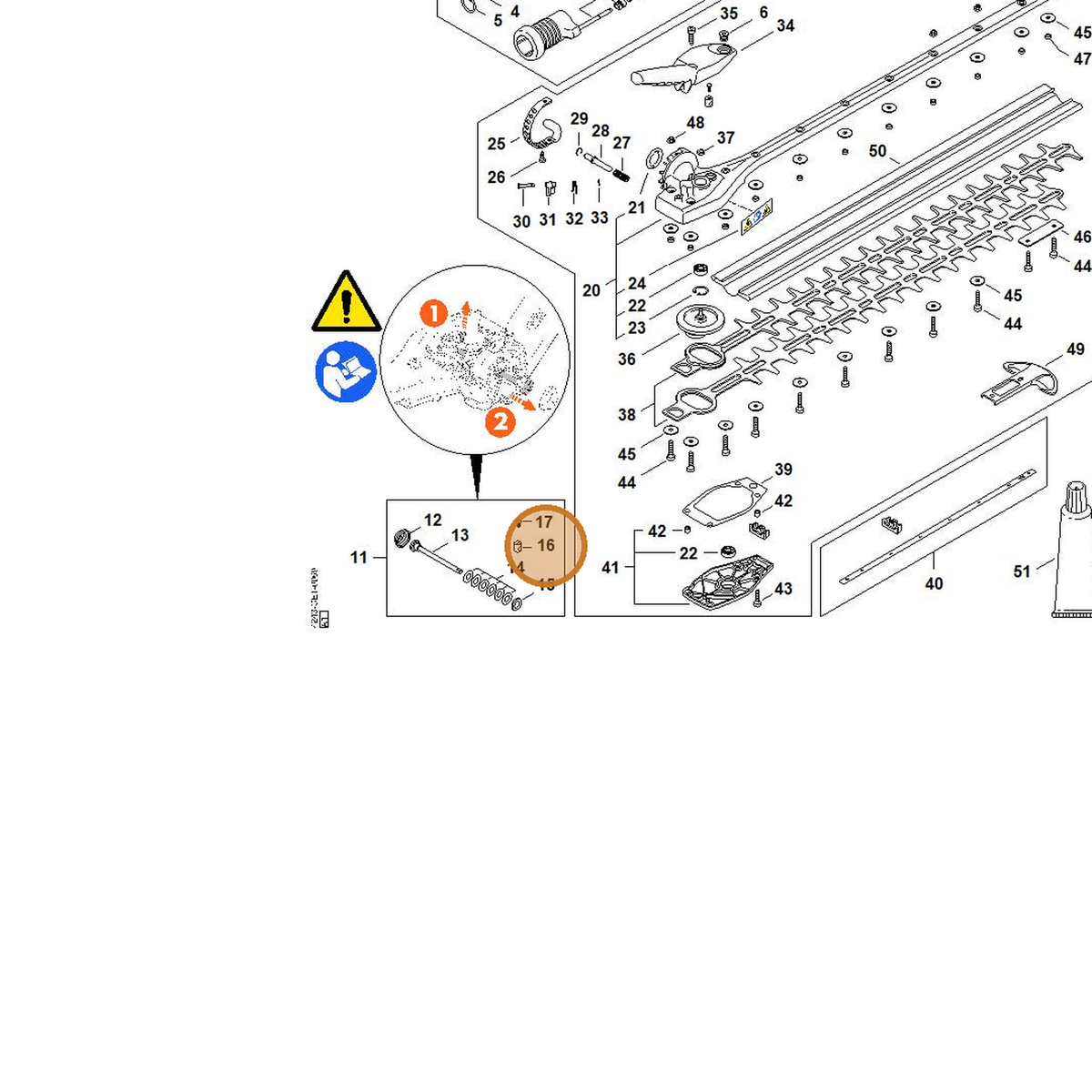 STIHL part 4243-642-9002 — IPL diagram snippet (6x zoom, amber highlight)