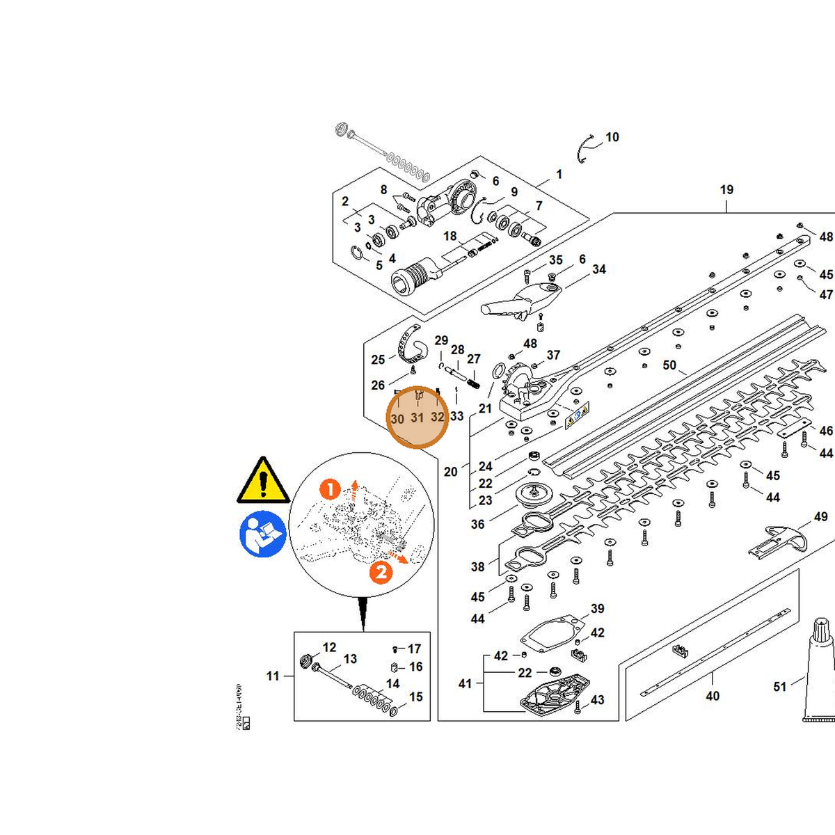 STIHL part 4243-708-6202 — IPL diagram snippet (6x zoom, amber highlight)