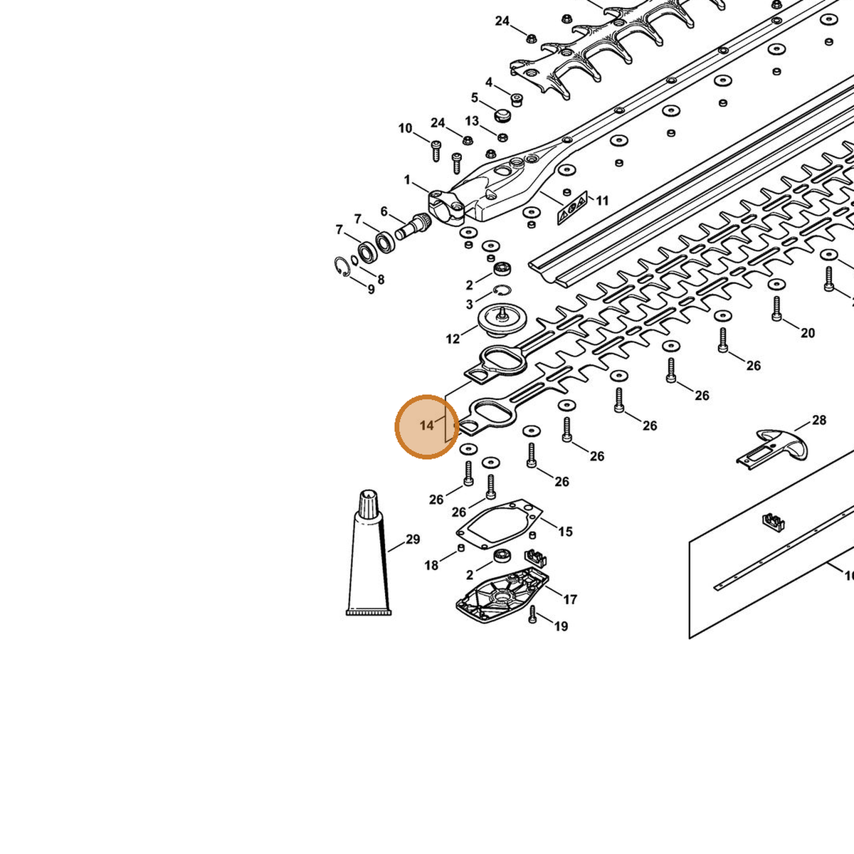 STIHL part 4243-710-6004 — IPL diagram snippet (6x zoom, amber highlight)
