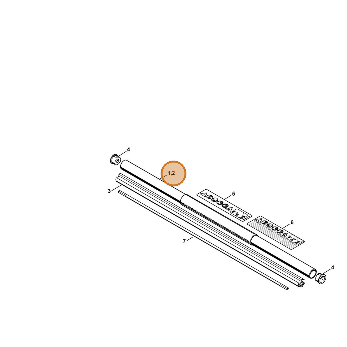 STIHL part 4243-710-7111 — IPL diagram snippet (6x zoom, amber highlight)