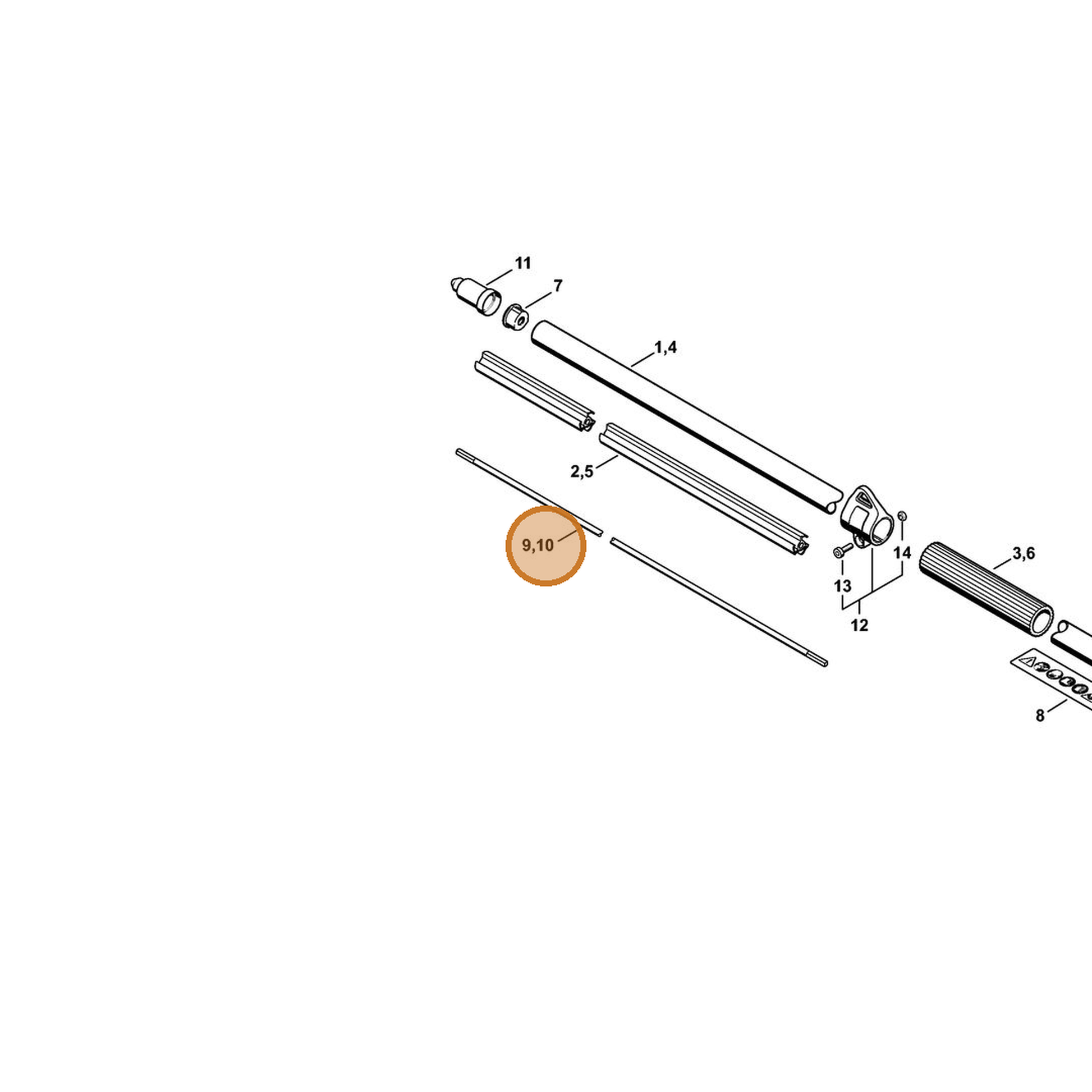 STIHL part 4243-711-3201 — IPL diagram snippet (6x zoom, amber highlight)