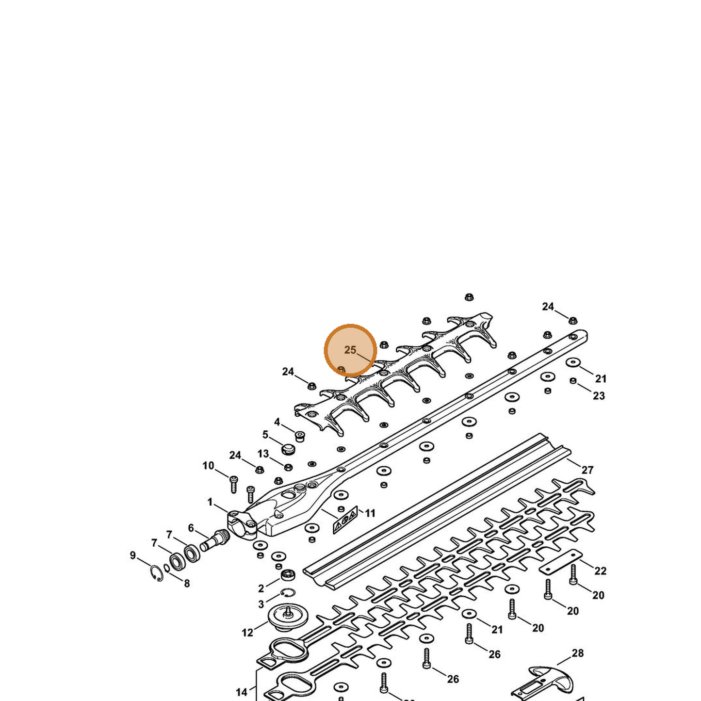 STIHL part 4243-740-9500 — IPL diagram snippet (6x zoom, amber highlight)