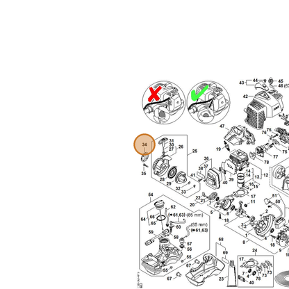 STIHL part 4243-967-1505 — IPL diagram snippet (6x zoom, amber highlight)
