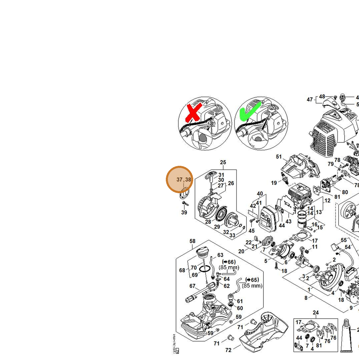 STIHL part 4243-967-1507 — IPL diagram snippet (6x zoom, amber highlight)