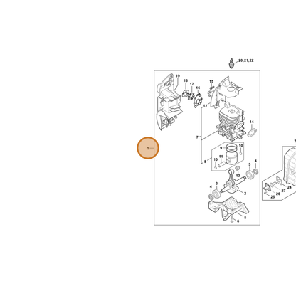 STIHL part 4244-020-0206 — IPL diagram snippet (6x zoom, amber highlight)