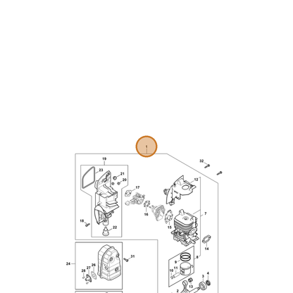STIHL part 4244-020-0208 — IPL diagram snippet (6x zoom, amber highlight)