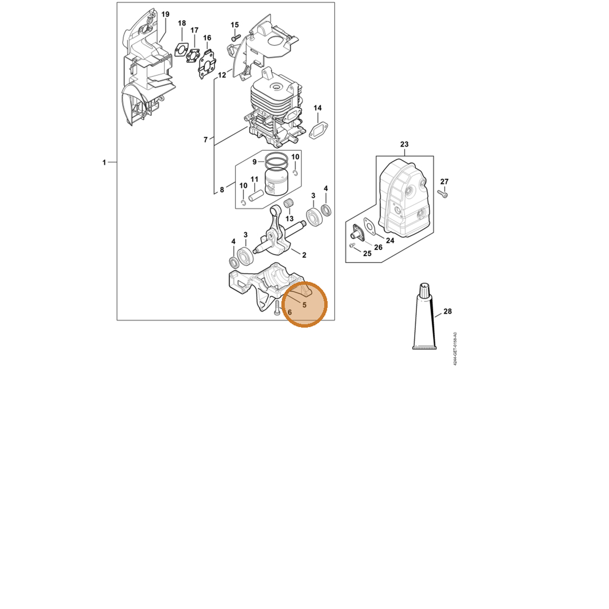 STIHL part 4244-021-2504 — IPL diagram snippet (6x zoom, amber highlight)