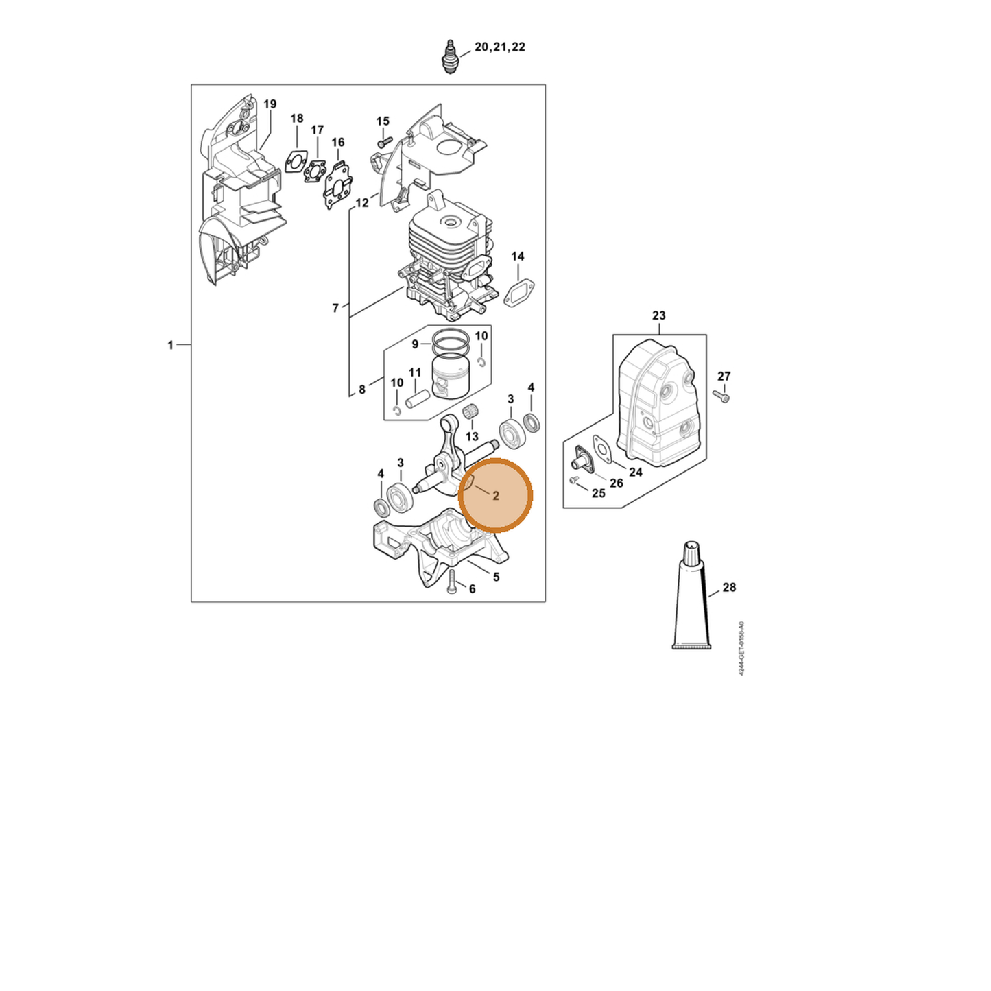 STIHL part 4244-030-0402 — IPL diagram snippet (6x zoom, amber highlight)